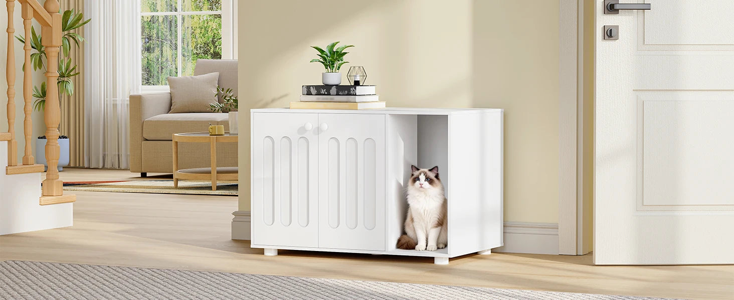 Grote Kattenkast met Deur – Modern Kattenhuis & Opbergmeubel voor Kattenbak