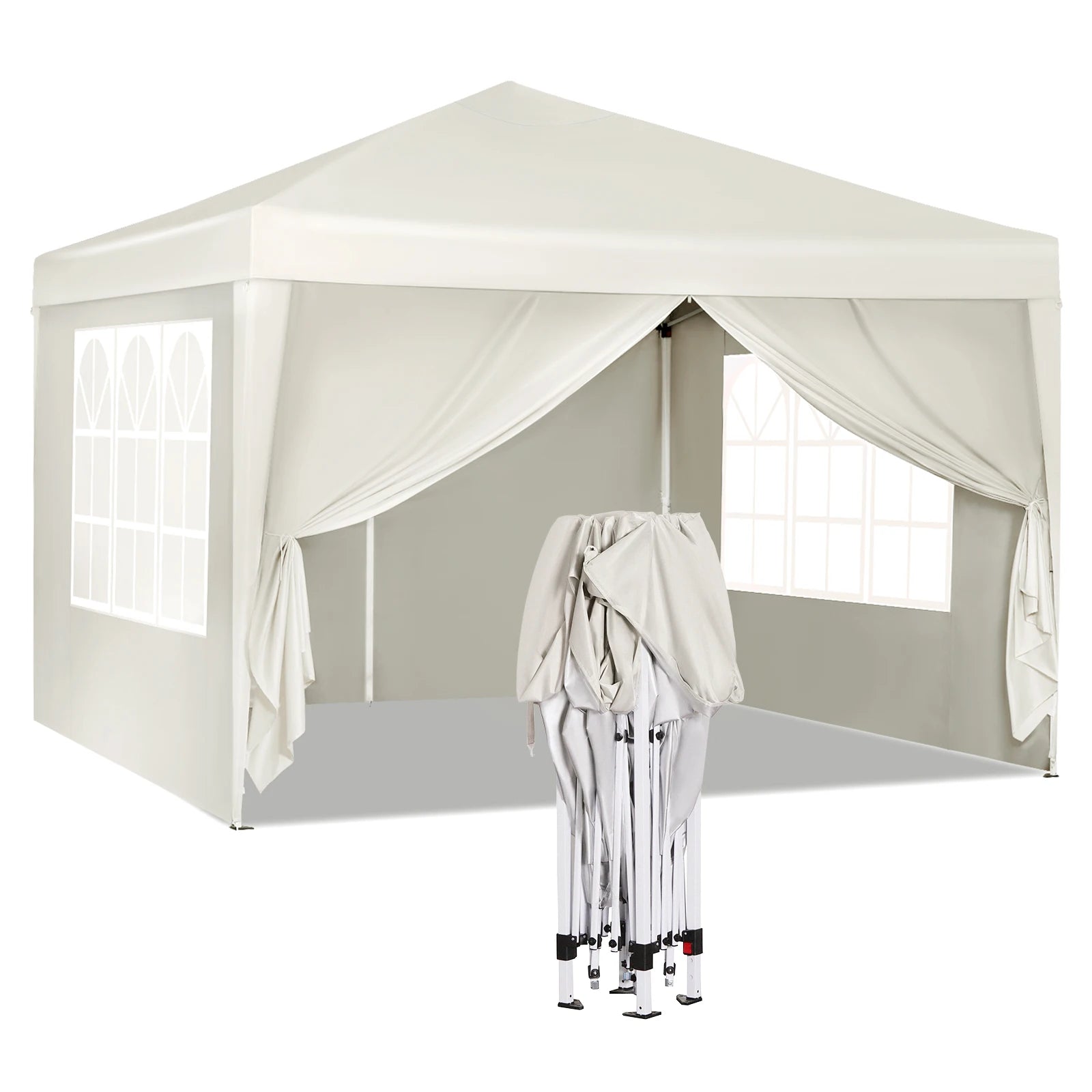Easy Up Partytent 3x3 m – Opvouwbare Waterdichte Tuintent met UV-bescherming - Pop‑Up Systeem - Inclusief Draagtas