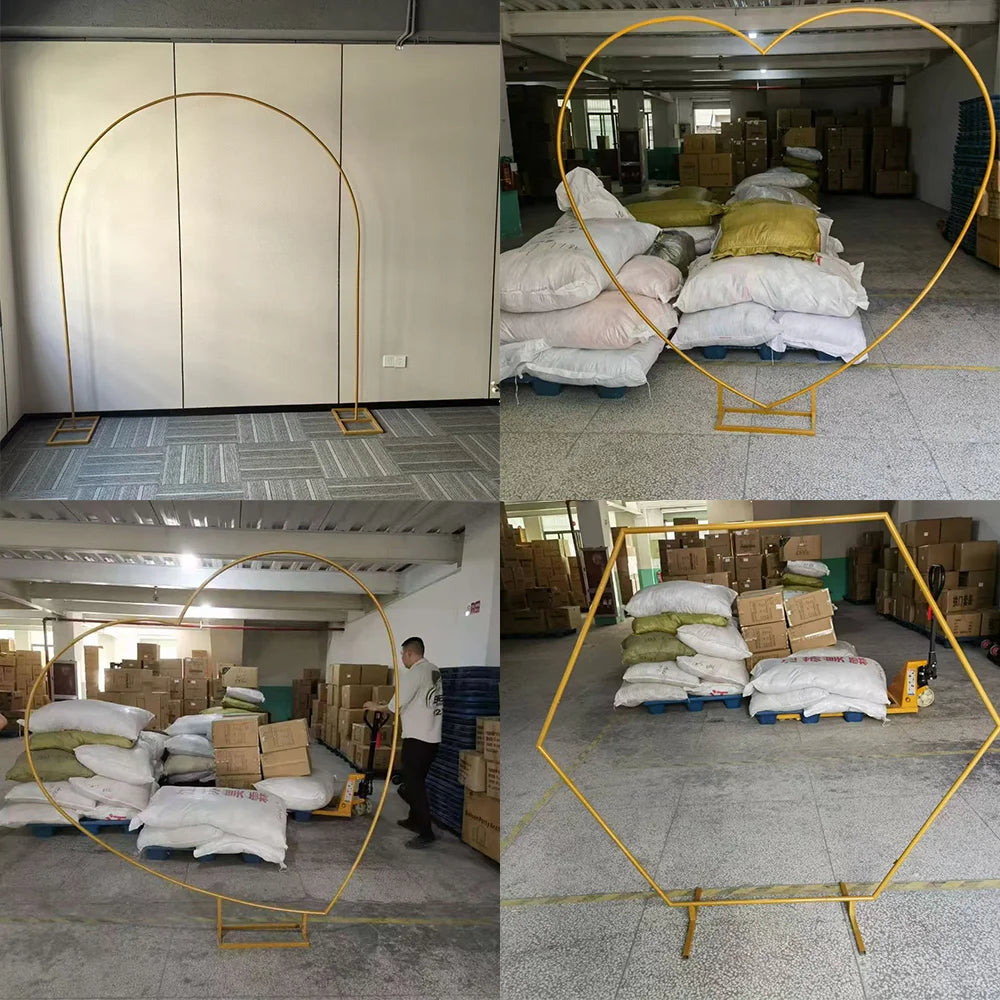 Gouden Ballonnenboog Frame – 2m/2,4m Feestdecoratie voor Bruiloften, Verjaardagen en Ceremonies – Herbruikbare Metaal Stand