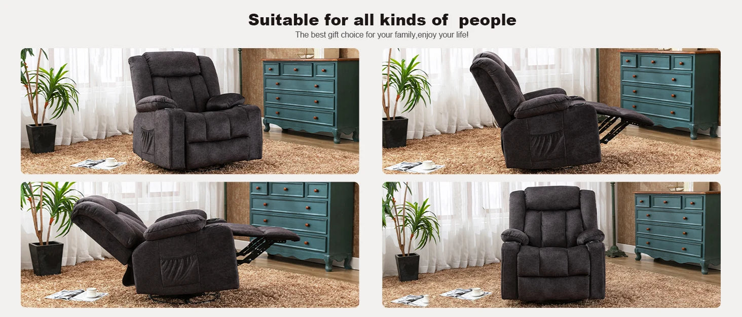 Verstelbare Relax Fauteuil met Voetensteun en Bekerhouders – Luxe TV Stoel 90°–160° Ergonomisch Comfort
