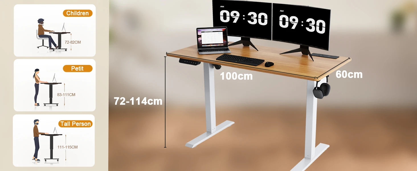 Elektrisch Zit-Sta Bureau Verstelbaar met USB en Ergonomisch Design (140x60 / 160x70 cm)