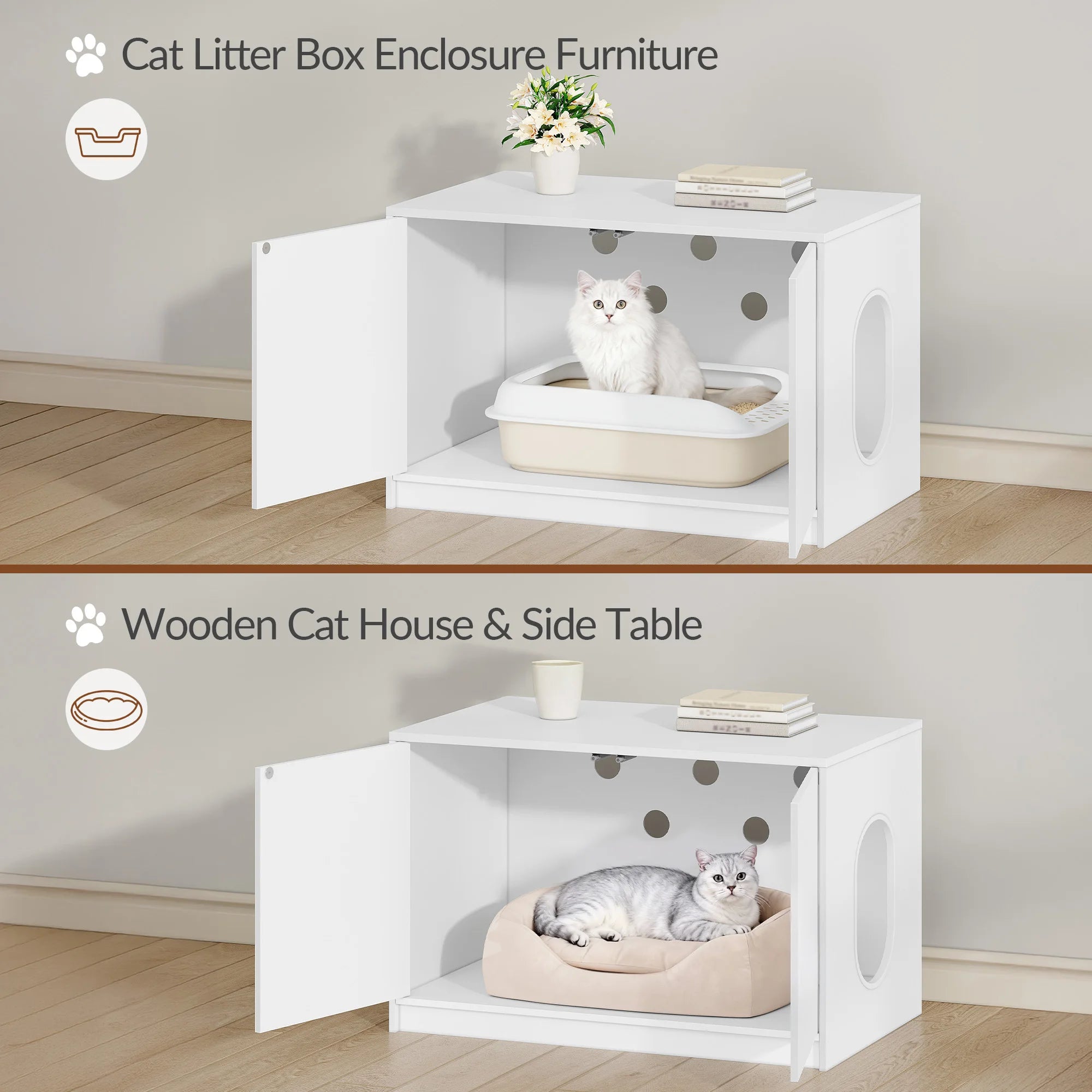 Verborgen kattenbak kast – stijlvol kattentoilet meubel met ventilatie