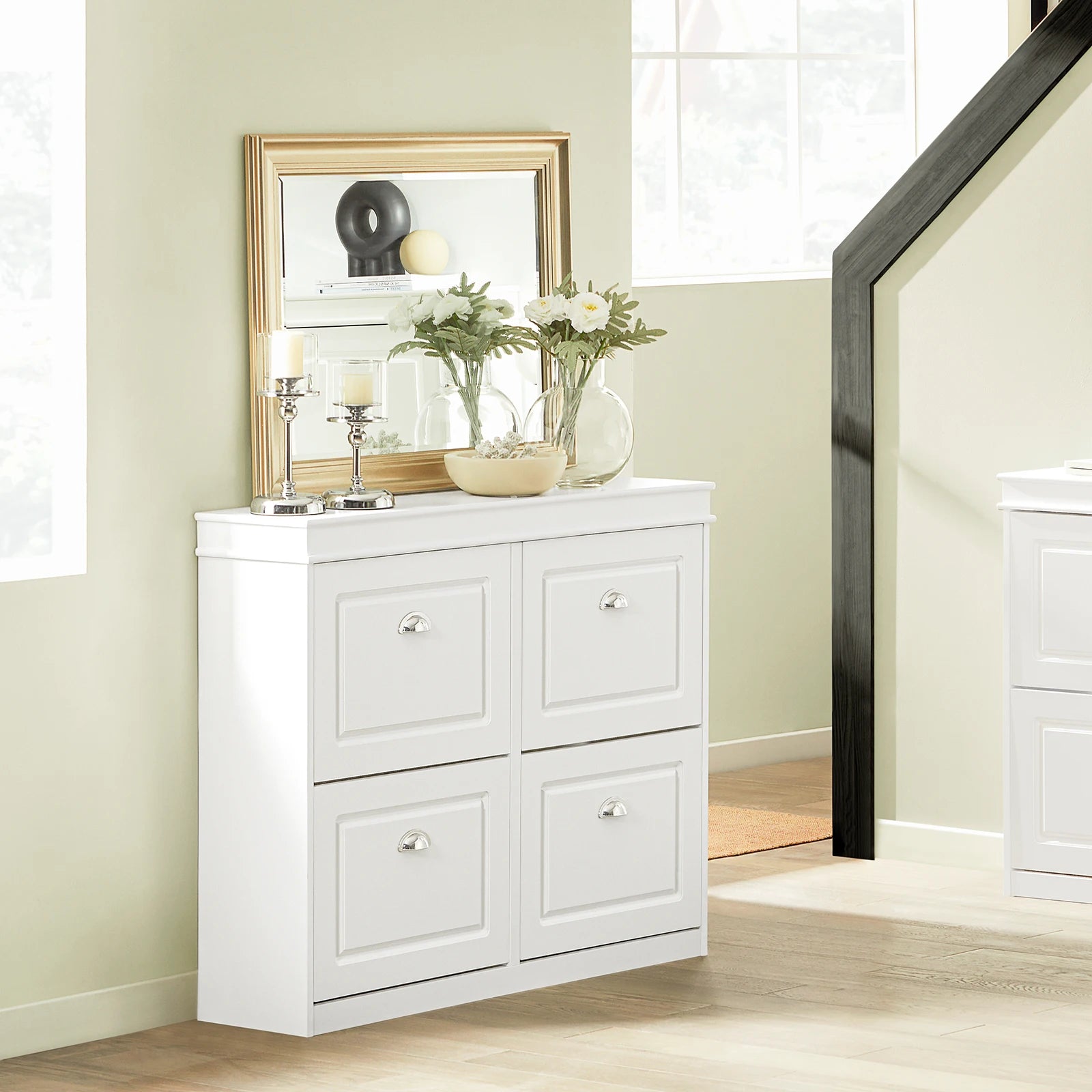 Ruime schoenenkast met 4 kleppen en 8 planken – Compact & Organiserend Schoenenrek