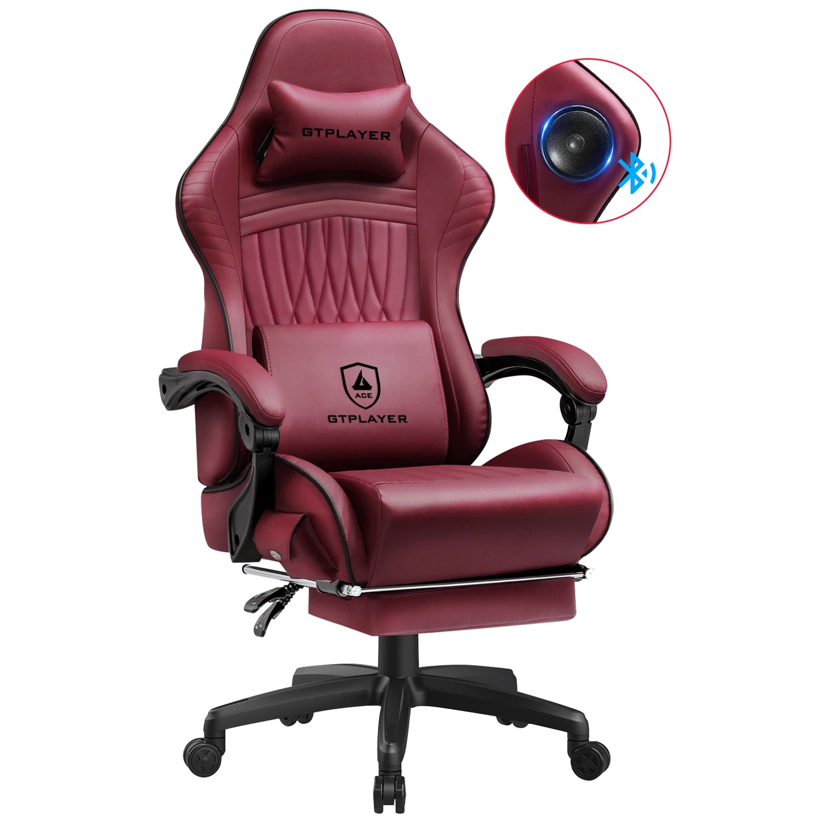 Ergonomische Gaming Stoel met Voetensteun & Luidsprekers – Verstelbare Gamer Chair met 170° Rugleuning, PU Leer & 150kg Draagkracht