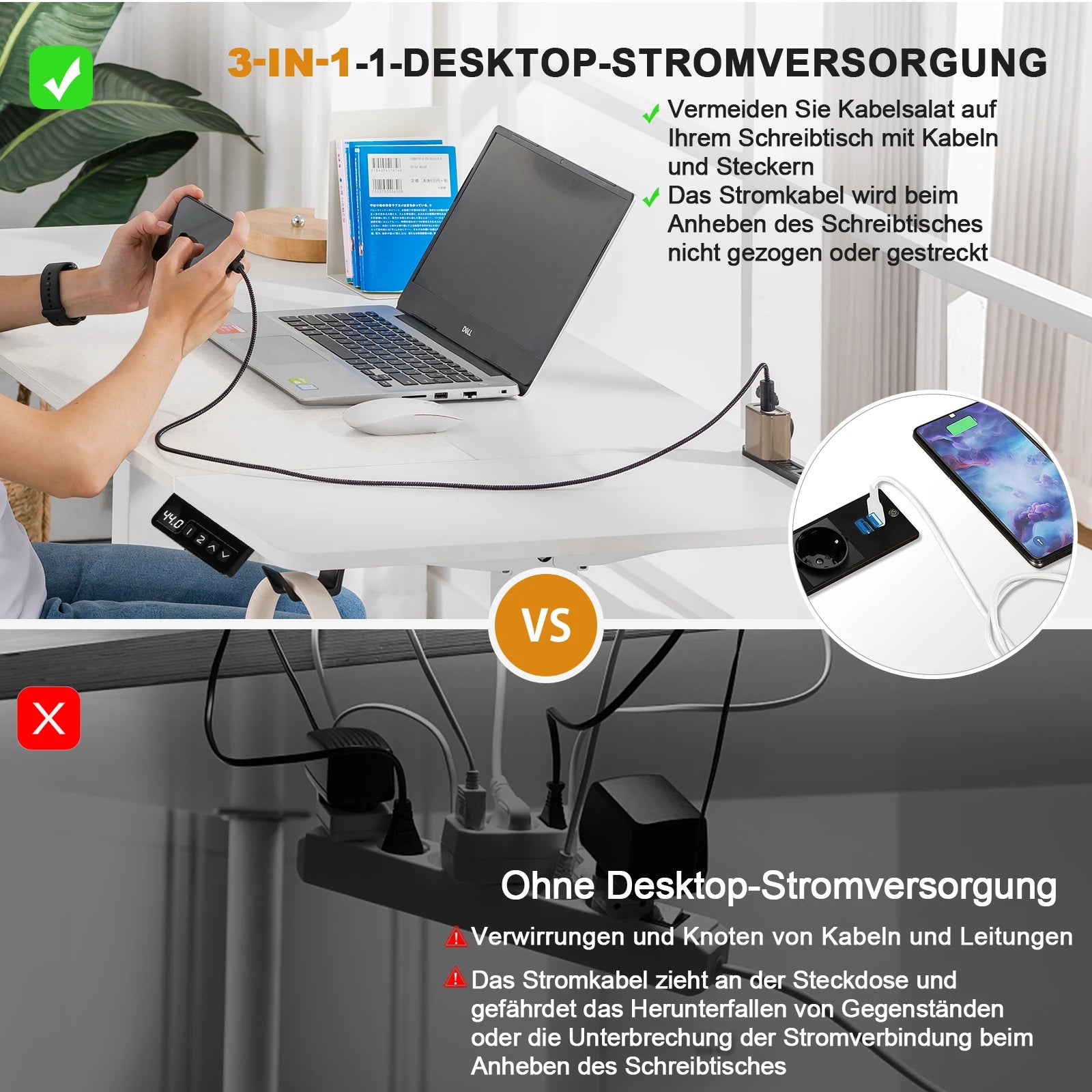 Elektrisch Zit-Sta Bureau Verstelbaar met USB en Ergonomisch Design (140x60 / 160x70 cm)