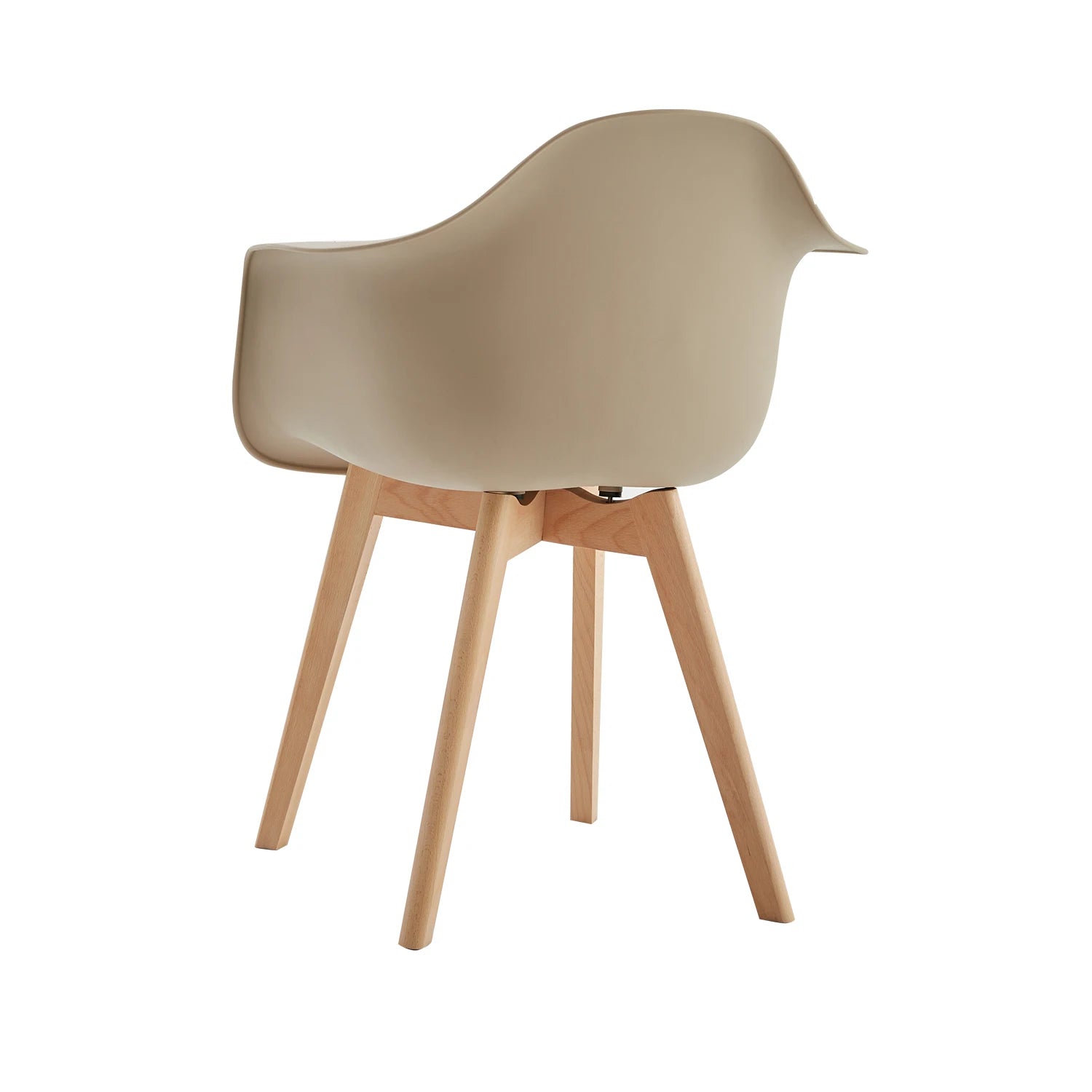 Set van 2 Retro Eetkamerstoelen met Armleuning – Scandinavische Design Stoelen met Beukenhouten Poten – Moderne Kunststof Kuipstoelen