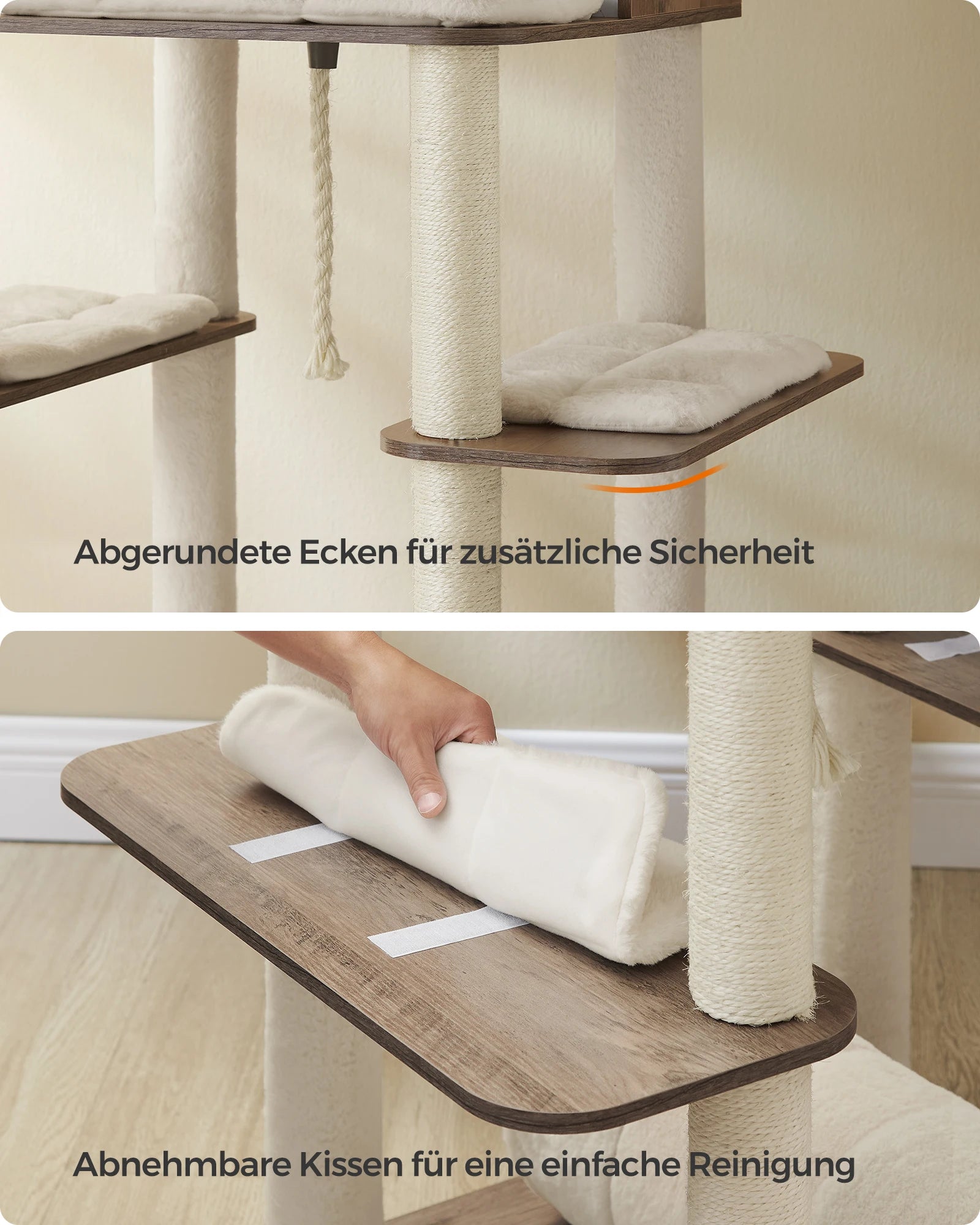 XXL Kattenkrabpaal 197 cm – Grote Kattenboom met 2 Huisjes, Ligplaatsen en Speelgoed – Moderne Krabpaal voor Meerdere Katten