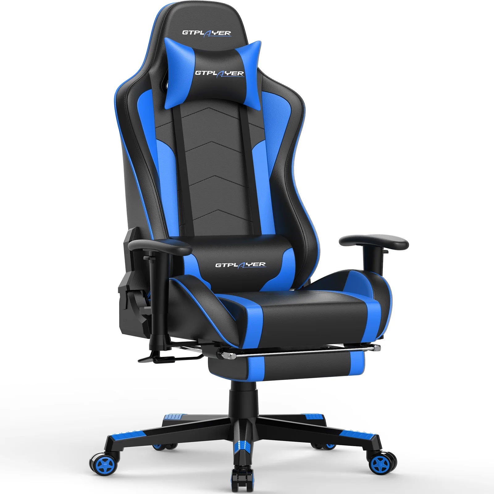 Gamingstoel met Bluetooth Speakers – Ergonomische Bureaustoel met Voetensteun en PU Leer (Recline 150°)
