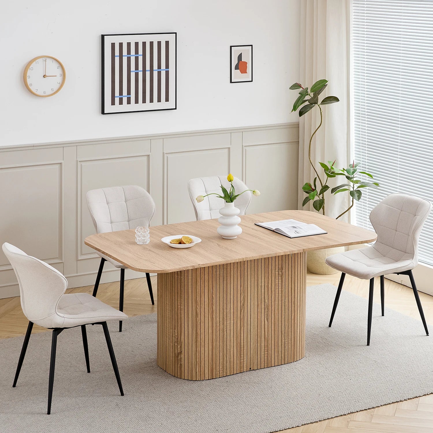 EGOONM Nordic Style Solid Wood Rectangular Dining Table, Living Room Reading and Leisure Dining Table,160*90Cm