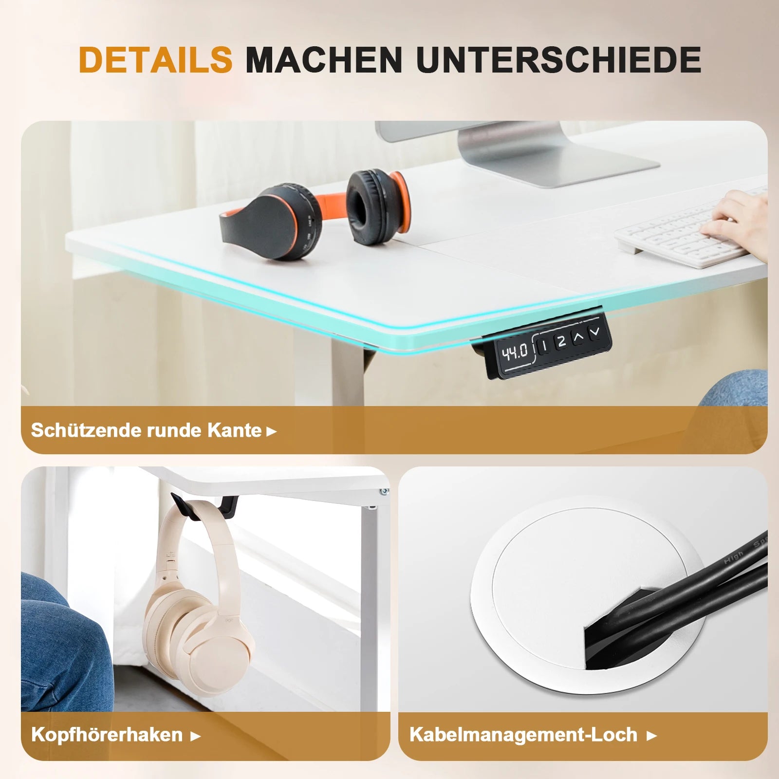 Elektrisch Zit-Sta Bureau Verstelbaar met USB en Ergonomisch Design (140x60 / 160x70 cm)