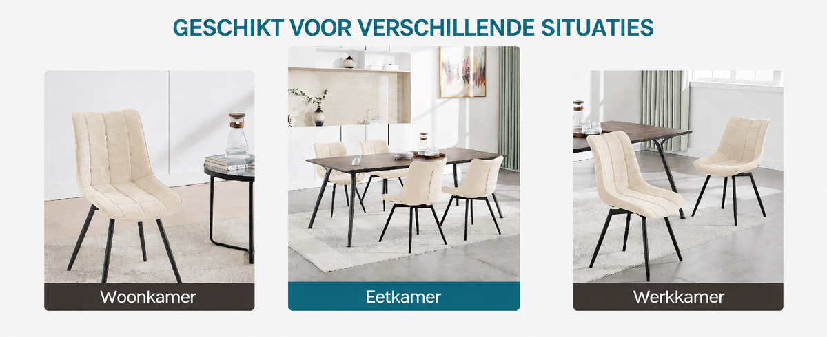 4-delige Set Draaibare Eetkamerstoelen Zwart Fluweel – 360° Velvet Stoelen met Metalen Poten – Moderne Luxe Eetkamerstoelen
