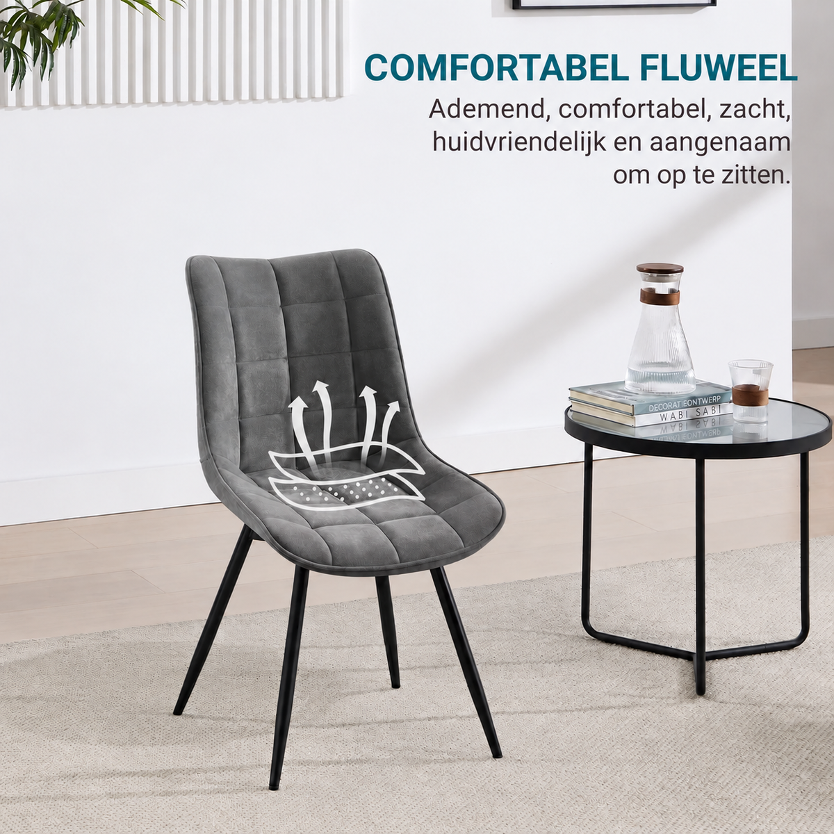 4-delige Set Draaibare Eetkamerstoelen Zwart Fluweel – 360° Velvet Stoelen met Metalen Poten – Moderne Luxe Eetkamerstoelen