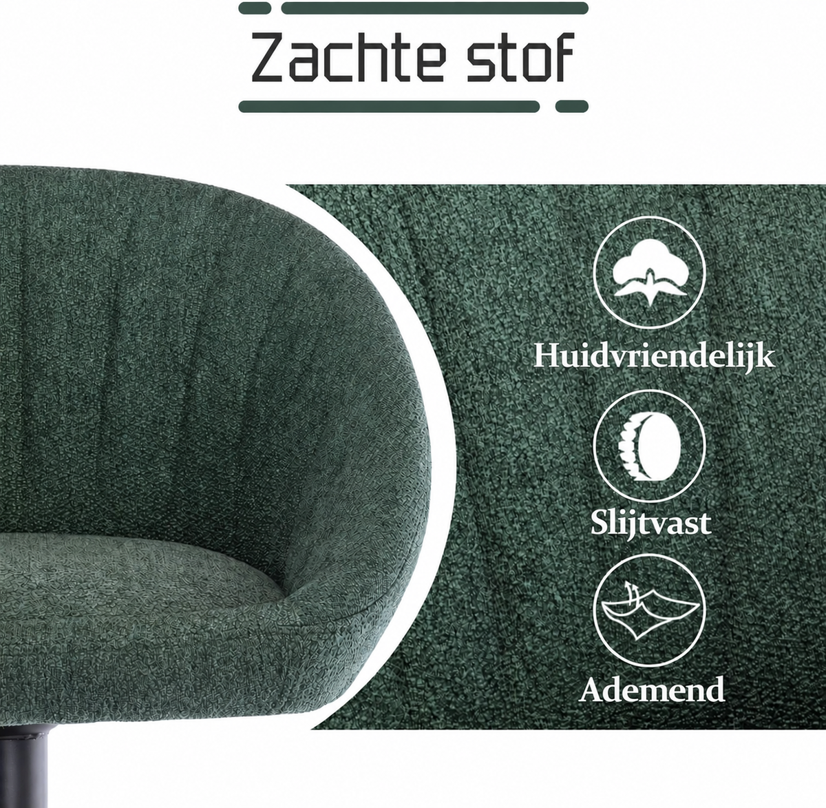 Set van 2 Barstoelen – Draaibare Barkrukken met Rugleuning, Verstelbare Hoogte & Voetensteun – Groen
