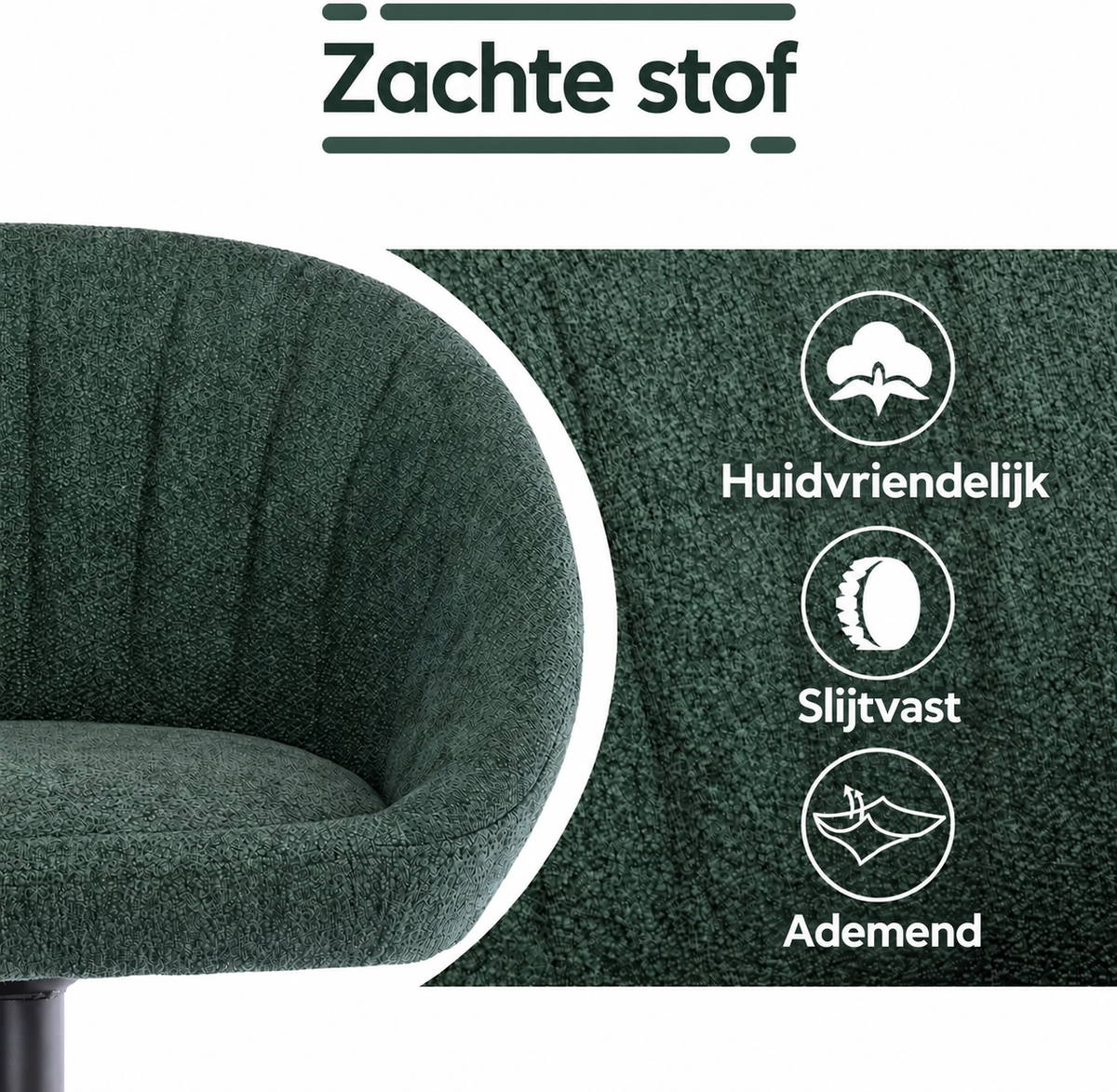 Set van 2 Barstoelen – Draaibare Barkrukken met Rugleuning, Verstelbare Hoogte & Voetensteun – Groen