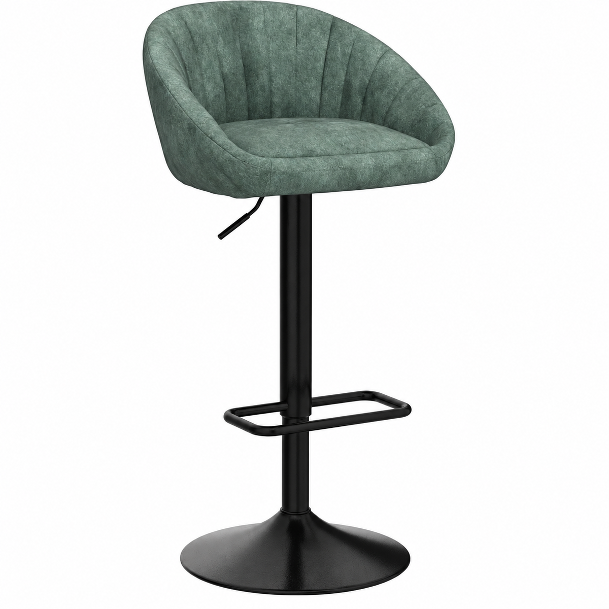 Set van 2 Barstoelen – Draaibare Barkrukken met Rugleuning, Verstelbare Hoogte & Voetensteun – Groen