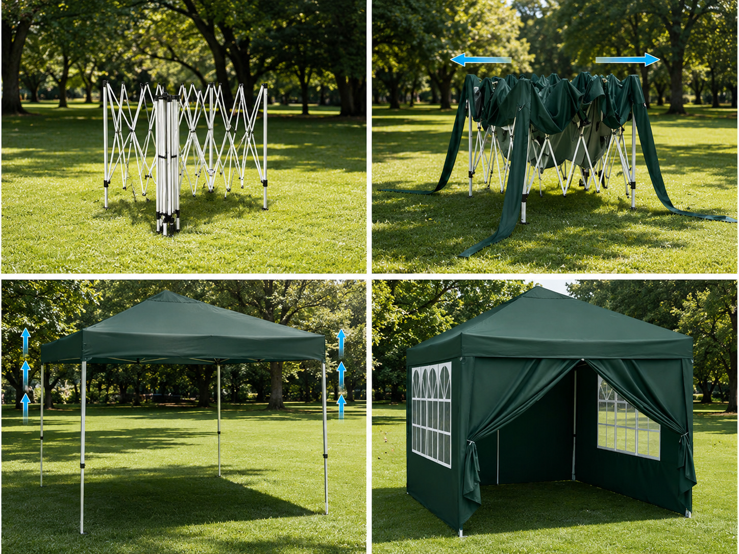 Easy Up Partytent 3x3 m – Opvouwbare Waterdichte Tuintent met UV-bescherming - Pop‑Up Systeem - Inclusief Draagtas