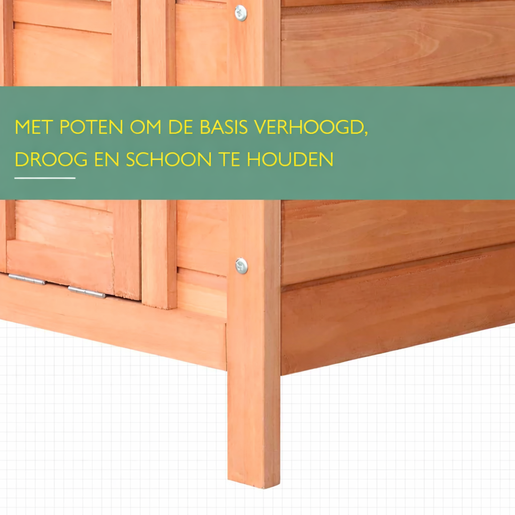 Houten Konijnenhok Buiten 51×42×43 cm – Weerbestendig Cavia Hok met Dak en Helling – Compact Dierenverblijf