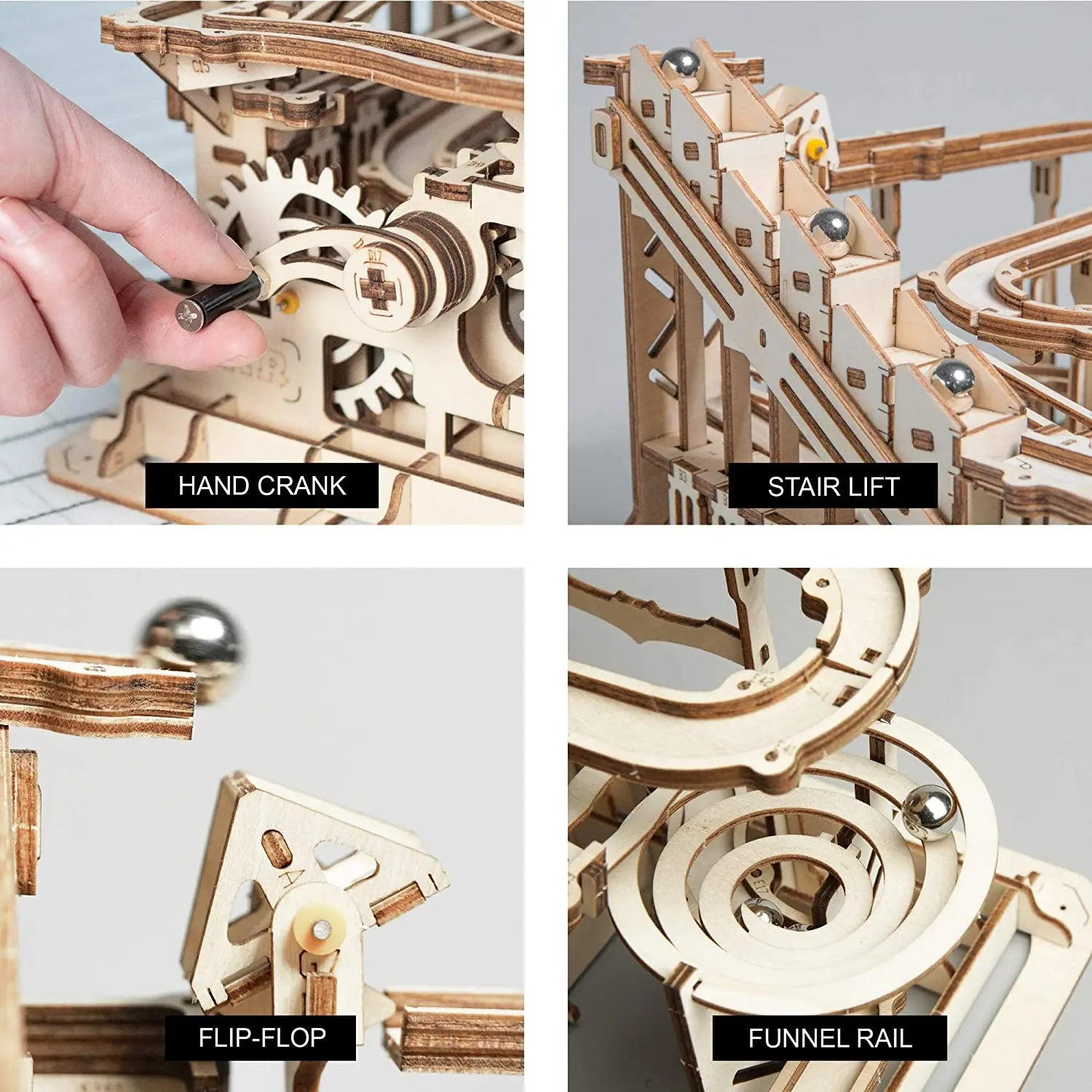 Houten Knikkerbaan Bouwset met Watermolen – DIY Houten Model voor Kinderen en Volwassenen – Creatieve Educatieve Speelset