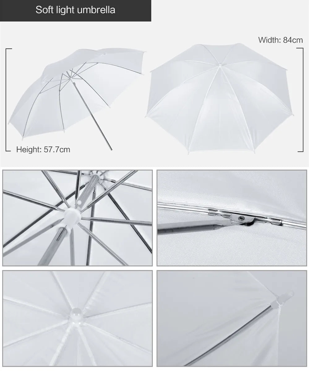 Fotografie Reflector Set 2,6x3M – 5-in-1 Softbox, Paraplu’s, Achtergrondstandaard en LED Studioverlichting voor Professionele Foto’s