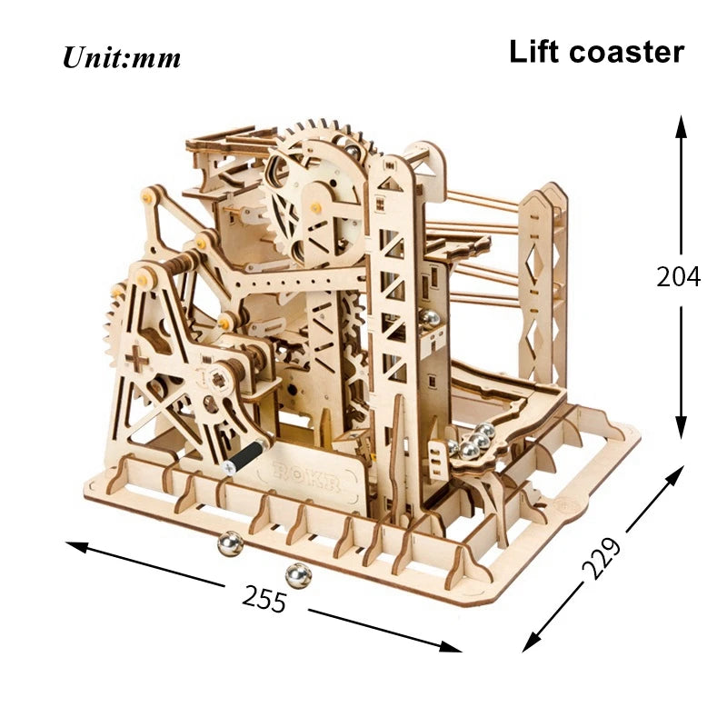 Houten Knikkerbaan Bouwset met Watermolen – DIY Houten Model voor Kinderen en Volwassenen – Creatieve Educatieve Speelset