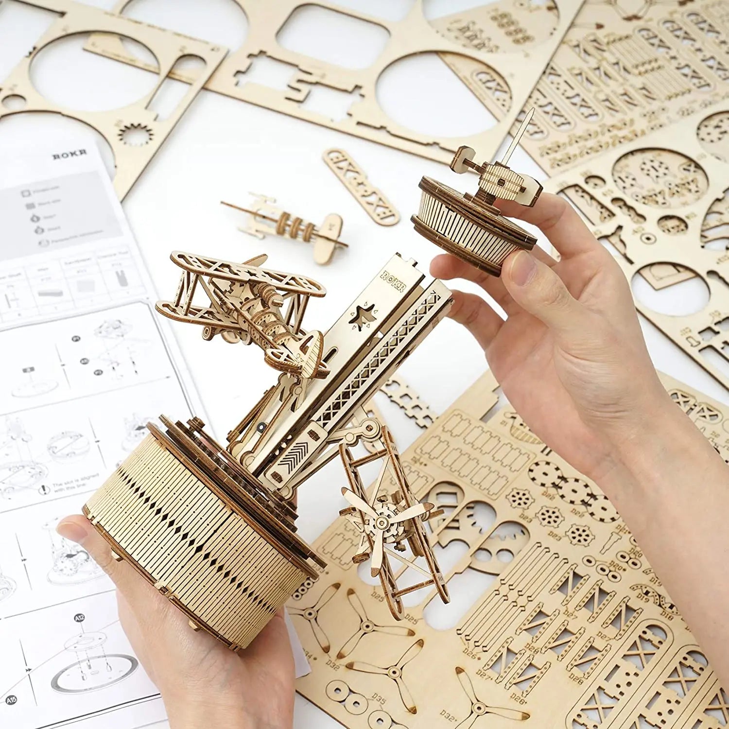 DIY 3D Houten Muziekdoos Bouwpakket – Sterrennacht Model – Creatief Houten Model Voor Kinderen en Volwassenen