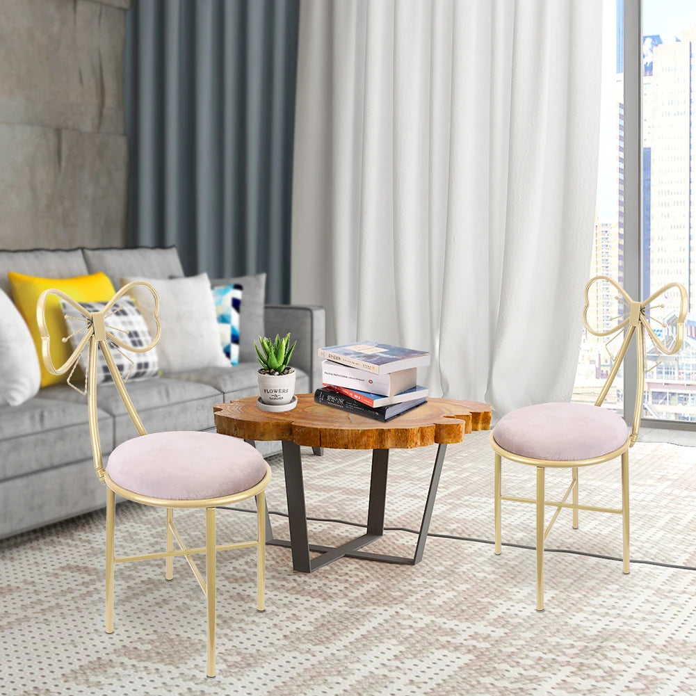 Make-upkruk Set van 2 met Vlinder Rugleuning – Fluwelen Kaptafel Stoel