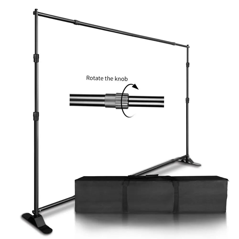 Dubbele Crossbar Fotografie Achtergrondstandaard – Verstelbaar 3x2,4m Backdrop Frame voor Studio, Video en Greenscreen