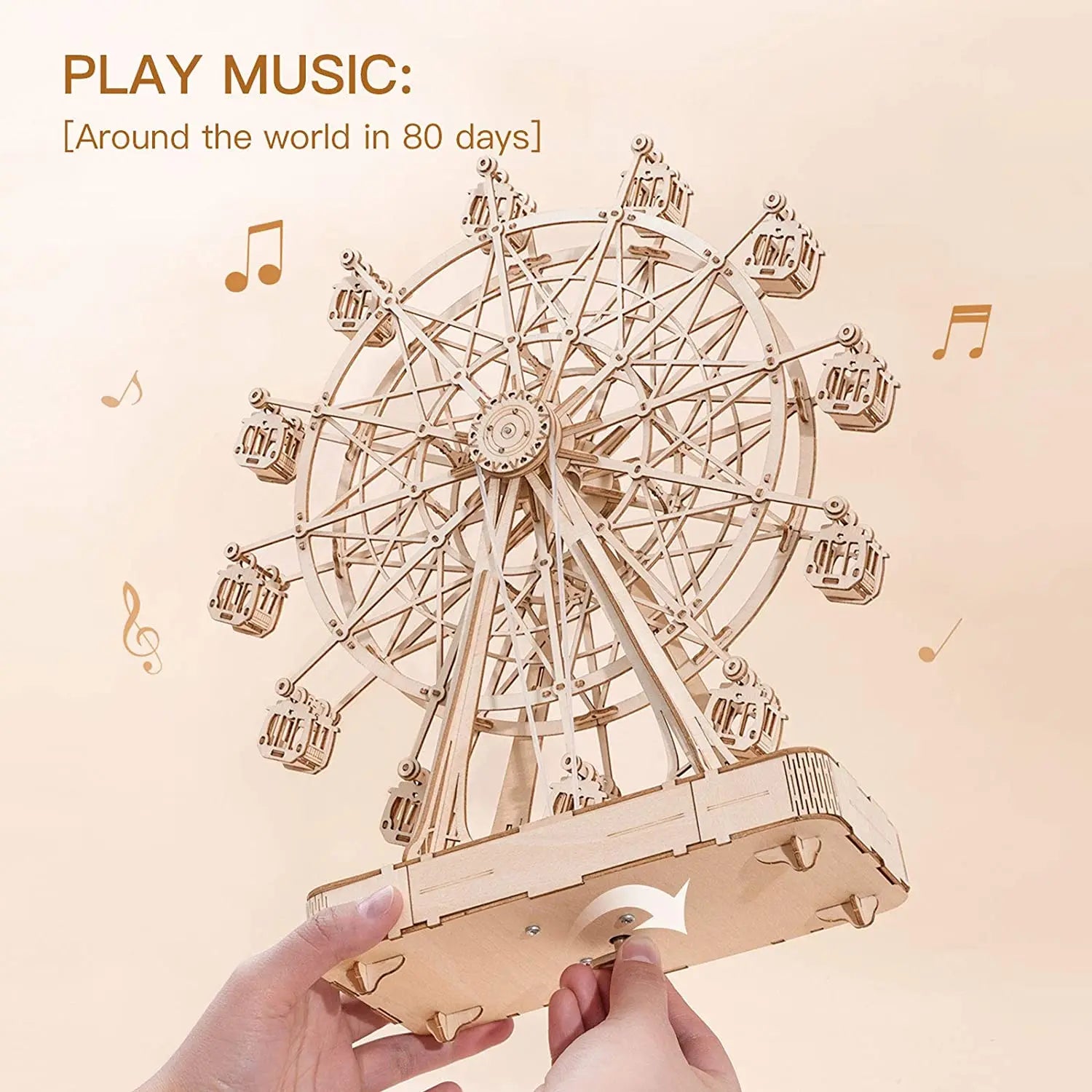 3D Houten Reuzenrad Bouwset – 232-Delig DIY Model met Muziekdoos – Mechanische Puzzel Cadeau voor Volwassenen en Tieners