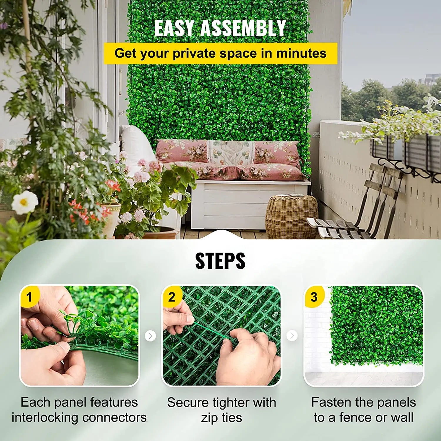 Kunstplant Buxus Muurpaneel Privacy Scherm – Realistische Groene Wanddecoratie voor Binnen & Buiten