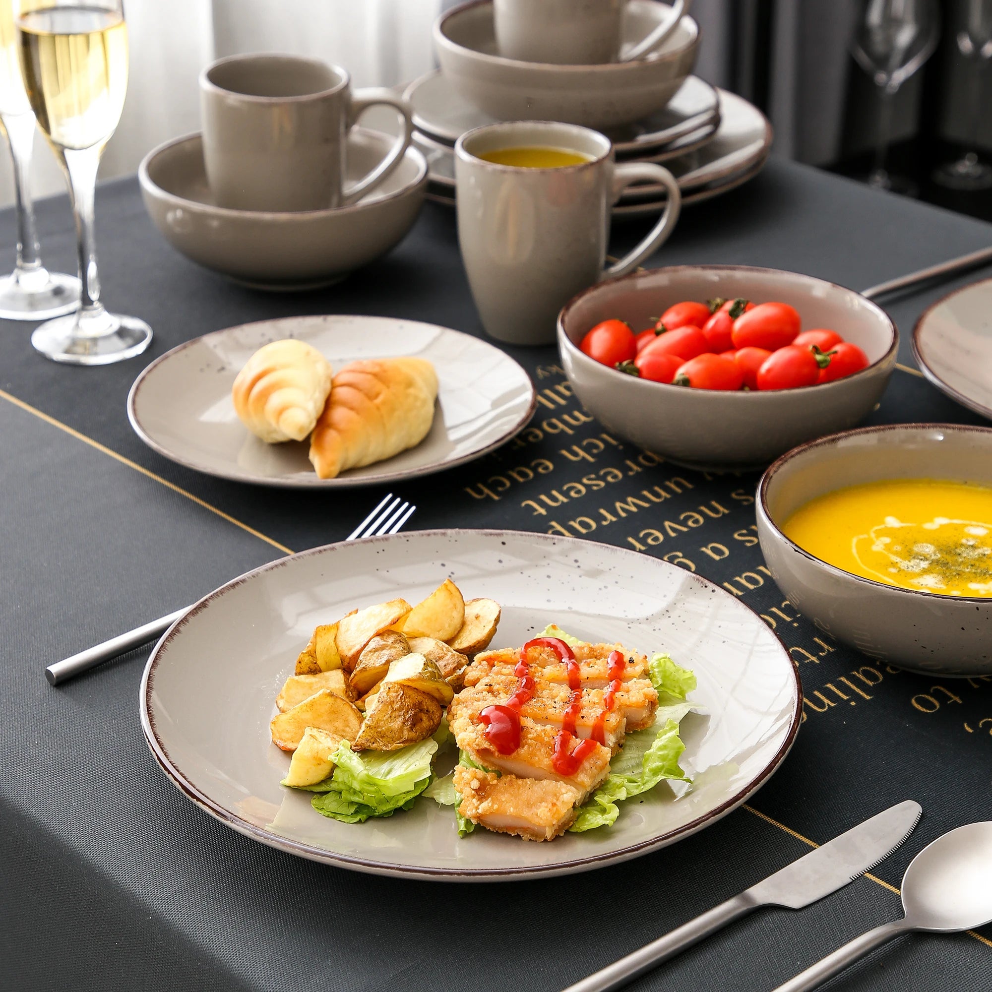 Serviesset 16/32/48-delig – Keramisch Steengoed Servies – Modern & Vintage Design
