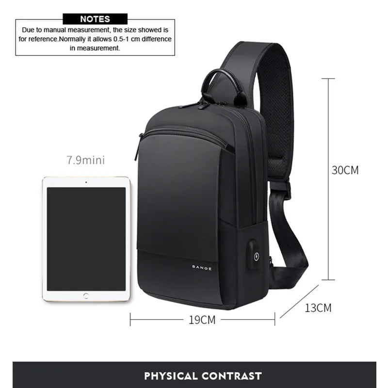 Waterdichte Draagbare Reistas voor Mannen – Casual Sport Borsttas & Schoudertas Voor iPad Mini – Outdoor Travel / Running Messenger Bag