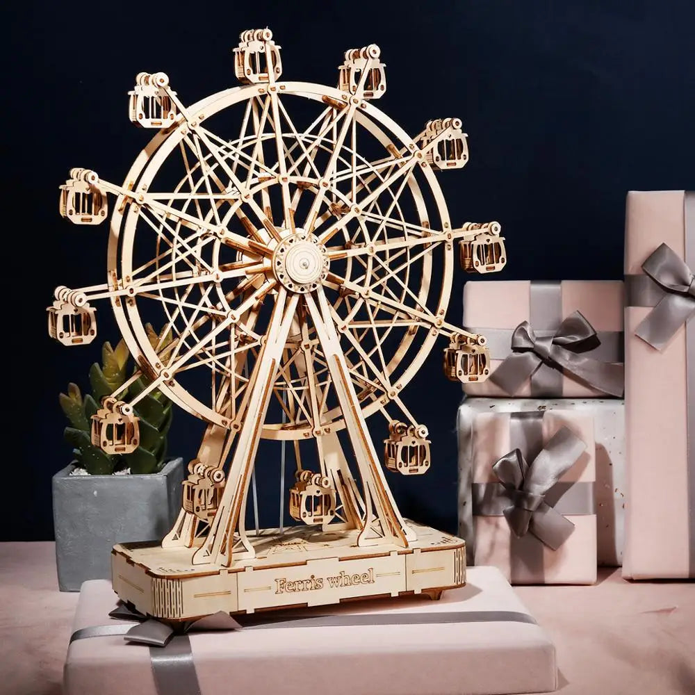 3D Houten Reuzenrad Bouwset – 232-Delig DIY Model met Muziekdoos – Mechanische Puzzel Cadeau voor Volwassenen en Tieners