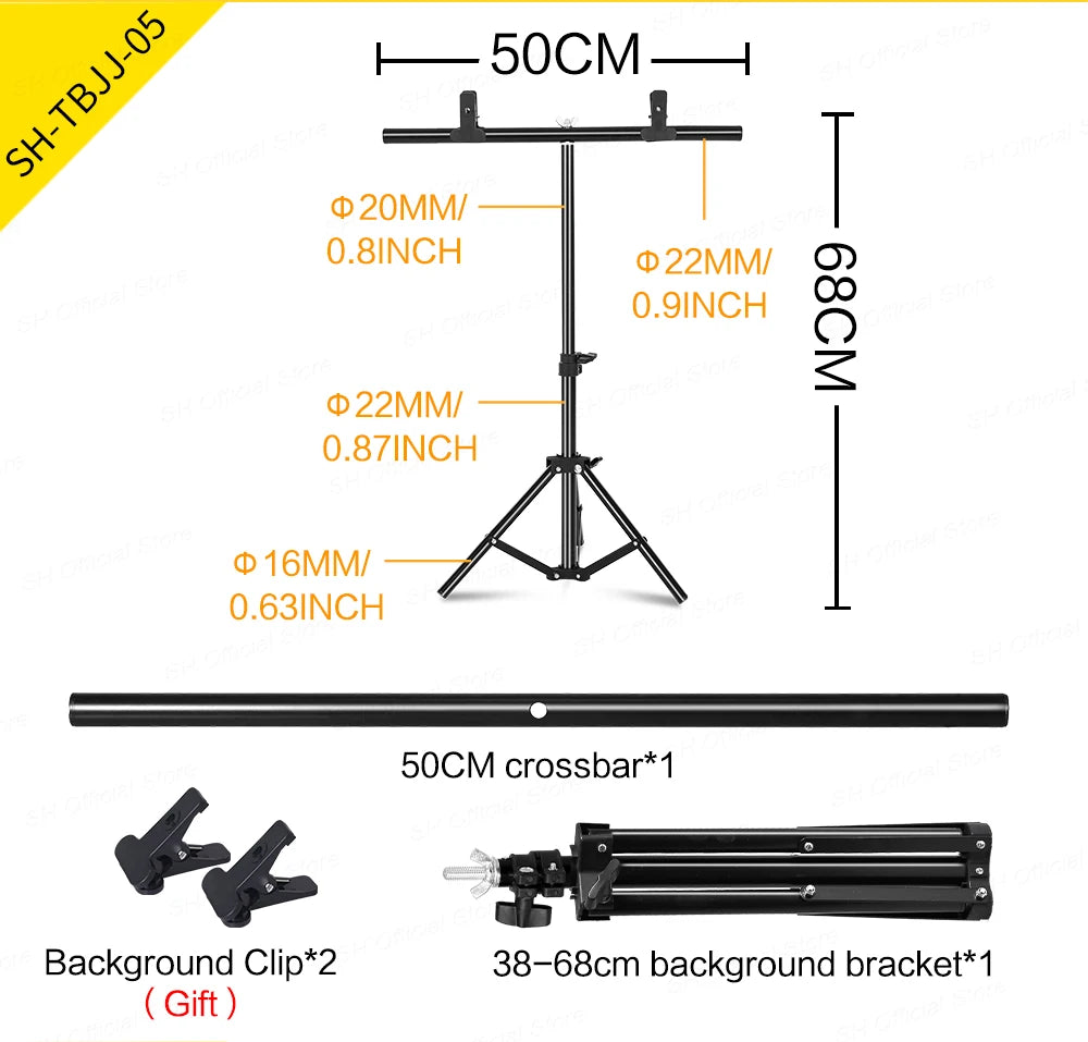 T-vormige Metalen Achtergrondstandaard – Verstelbare Fotostudio Frame voor Green Screen en Achtergronddoeken