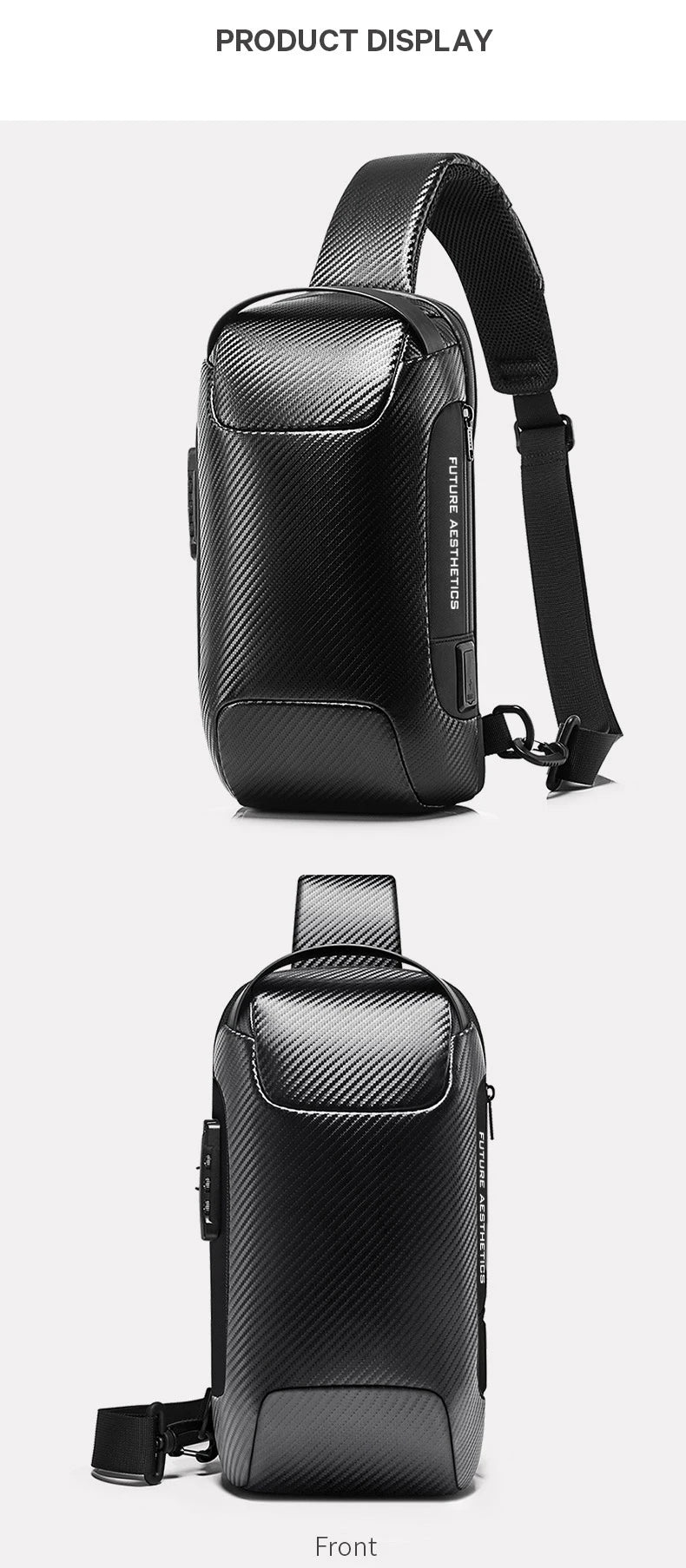 Waterdichte Multifunctionele Heren Crossbody Tas met USB‑Oplaadpoort – Anti‑Diefstal Sling Schoudertas
