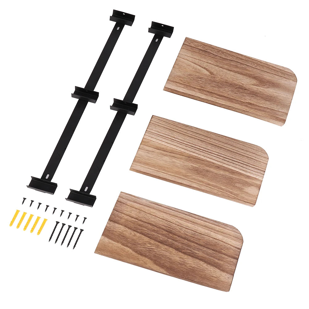 Industrieel Hoek Wandrek van Hout en Metaal – Rustieke Wandplank met 3 Lagen – Hoekplank voor Keuken, Badkamer en Woonkamer