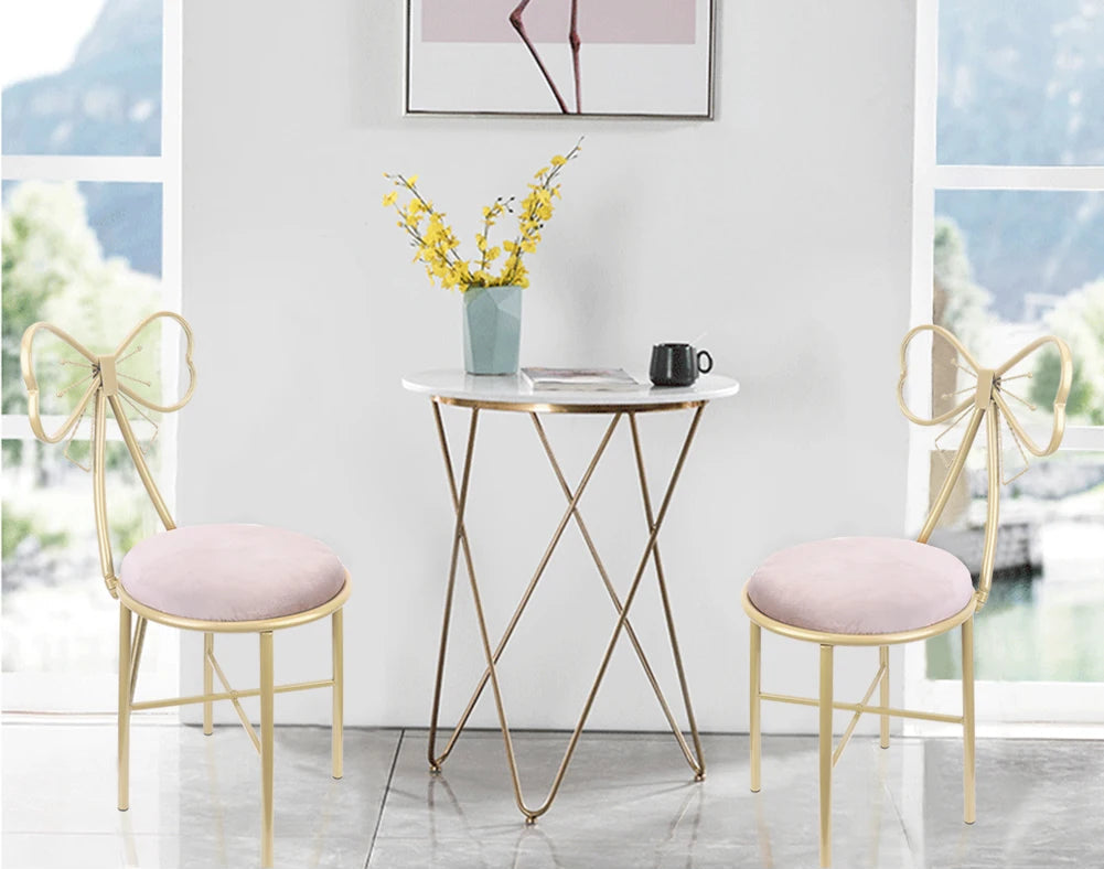 Make-upkruk Set van 2 met Vlinder Rugleuning – Fluwelen Kaptafel Stoel