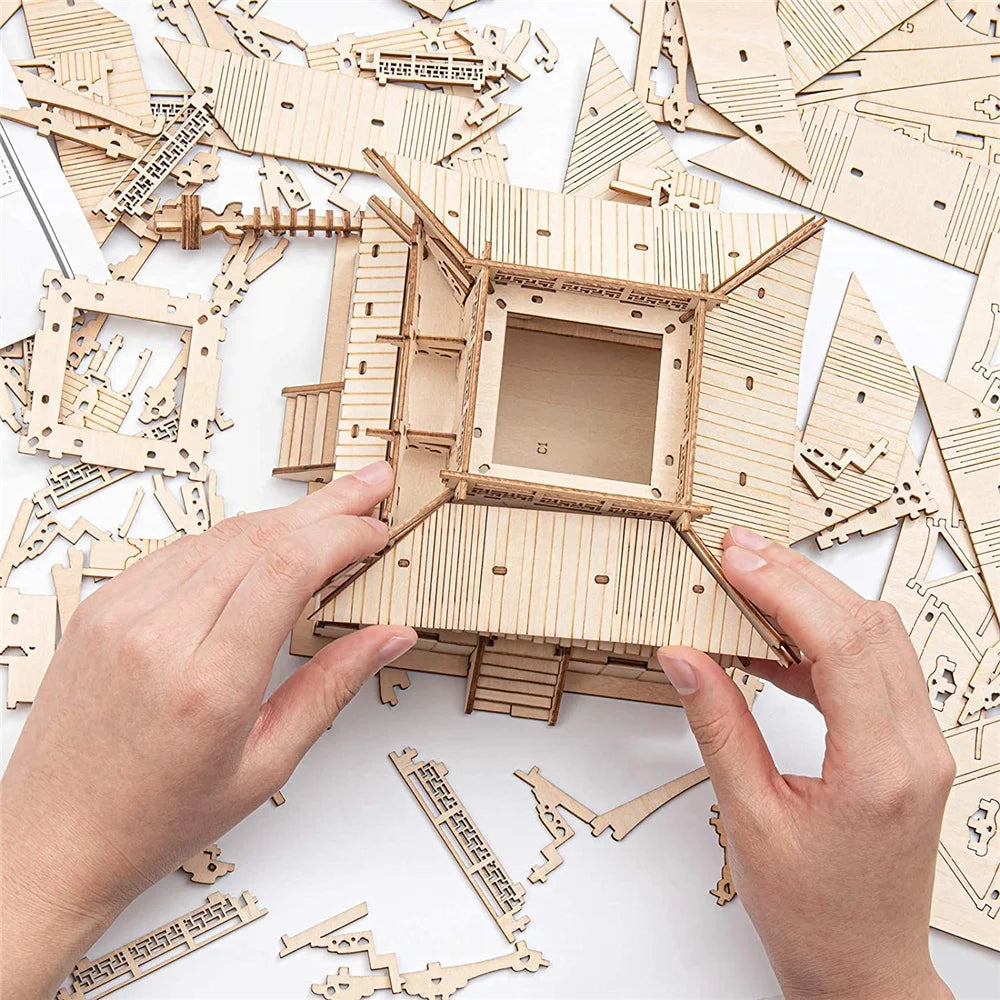 3D Houten Pagode Bouwset 275-delig – Creatief Bouwspeelgoed voor Kinderen en Volwassenen – DIY Puzzel en Decoratie