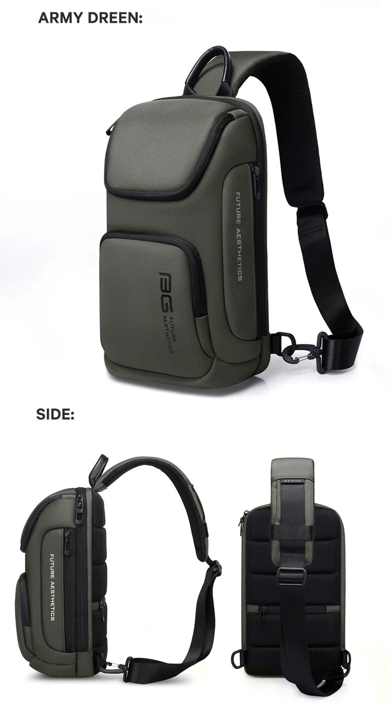Waterdichte Crossbody Tas voor Mannen – Compacte Schouder‑ & Reis‑Messenger Bag met iPad‑vak