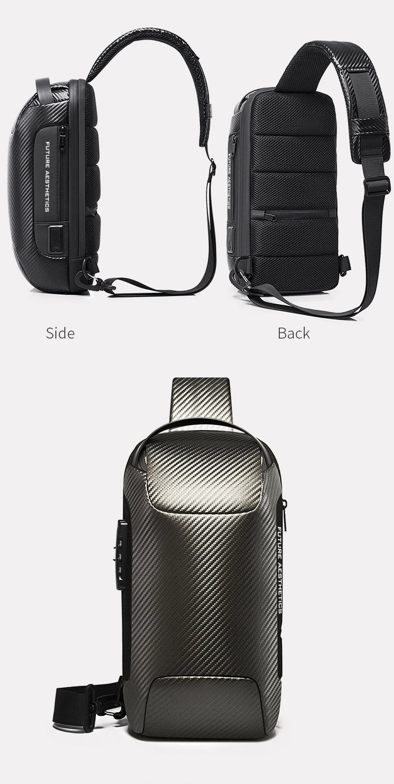 Waterdichte Multifunctionele Heren Crossbody Tas met USB‑Oplaadpoort – Anti‑Diefstal Sling Schoudertas