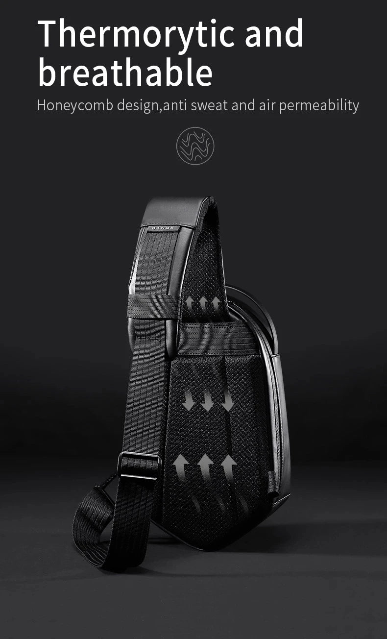 Hard Shell Waterdichte USB Oplaadbare Sling Bag – Crossbody Chest Bag voor Mannen & Unisex Reis‑Schoudertas