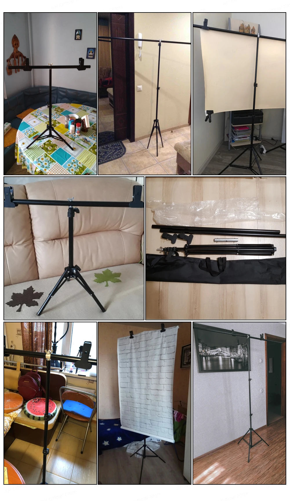T-vormige Metalen Achtergrondstandaard – Verstelbare Fotostudio Frame voor Green Screen en Achtergronddoeken