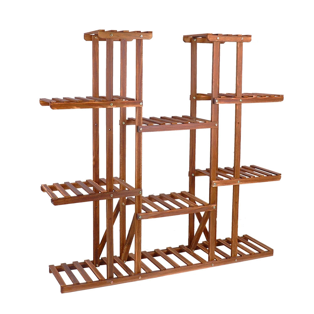 Houten Plantenrek 9 Niveaus – Grote Plantenstandaard voor Binnen & Buiten