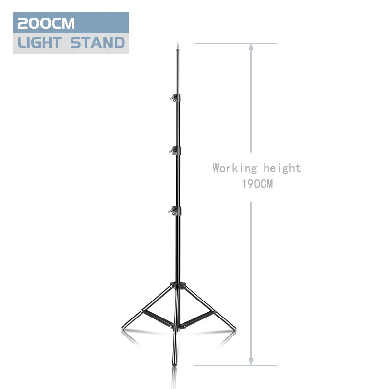 Draagbaar Selfie Lichtstatief 37–200 cm – Verstelbaar Tripod voor Smartphone, Camera en LED Ringlicht