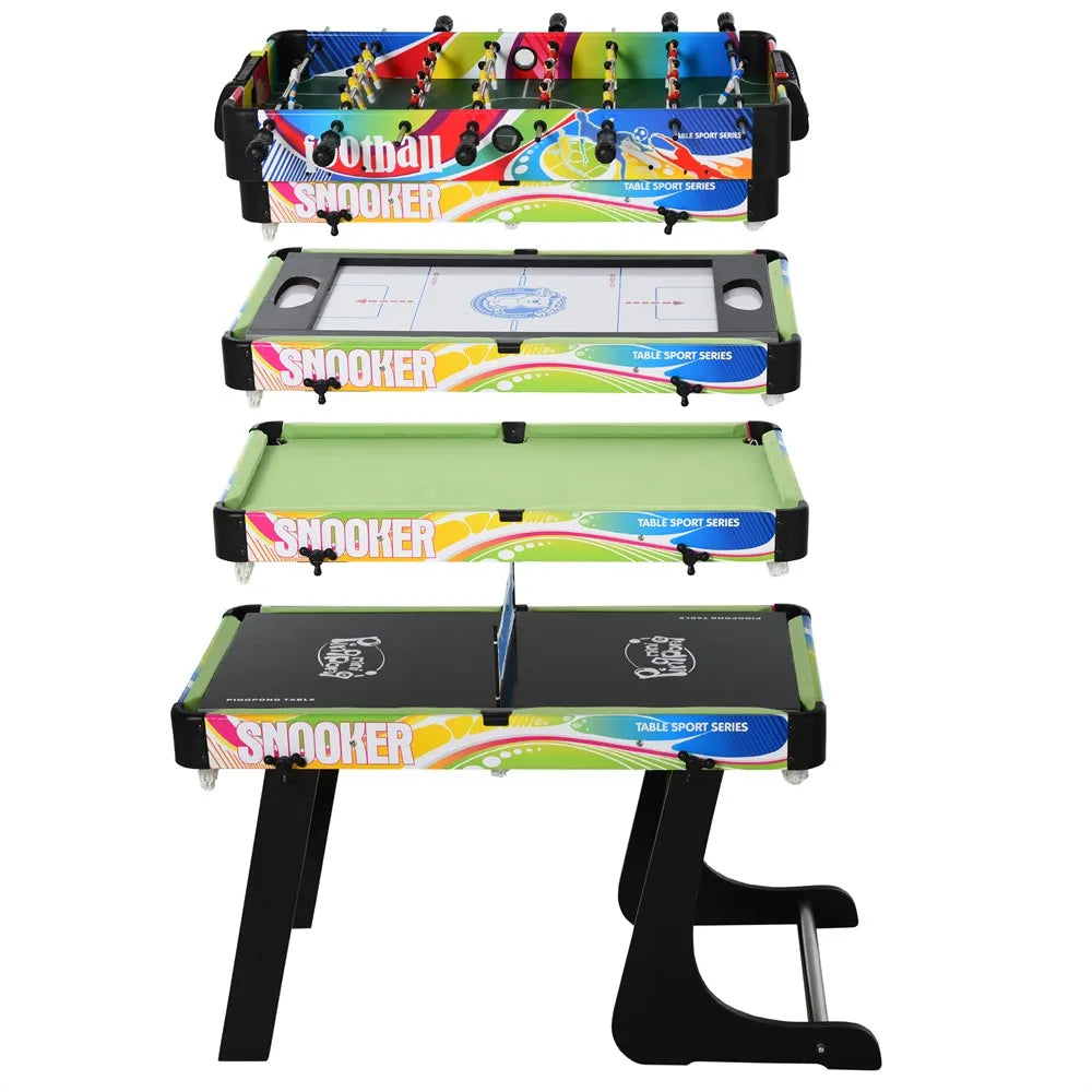 4-in-1 Multi-Game Tafel – Voetbal, Air Hockey, Biljart en Tafeltennis – Gezelschapsspel voor Kinderen en Volwassenen