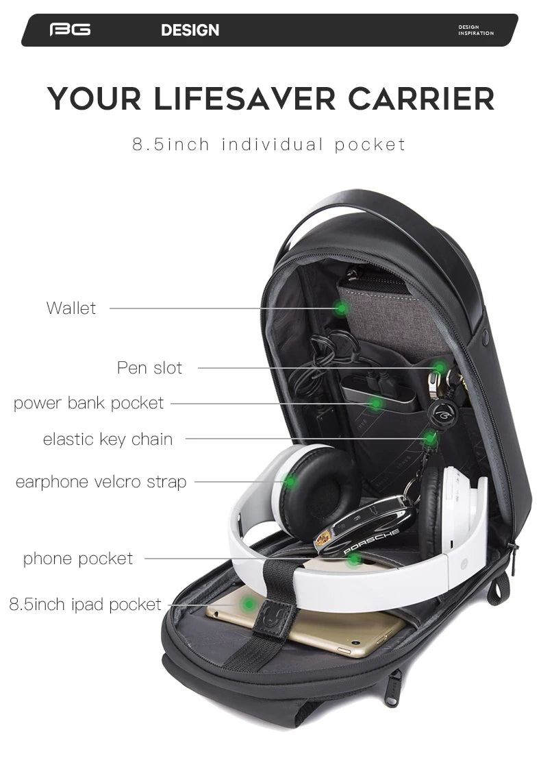Waterdichte USB Crossbody Tas – Multifunctionele Sling Bag Voor Reizen & Dagelijks Gebruik