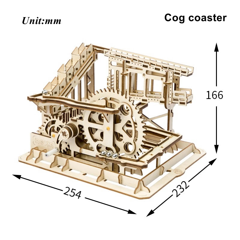 Houten Knikkerbaan Bouwset met Watermolen – DIY Houten Model voor Kinderen en Volwassenen – Creatieve Educatieve Speelset