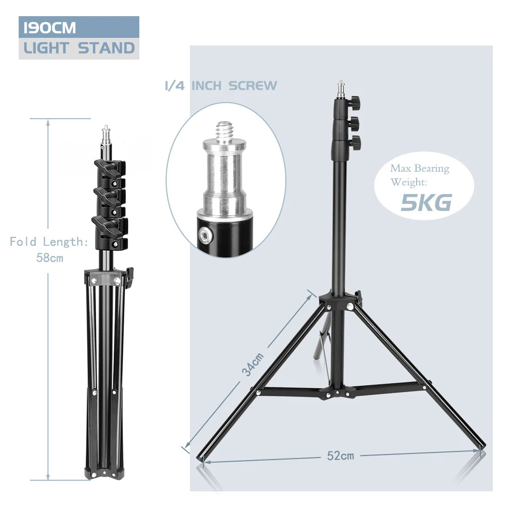 Draagbaar Selfie Lichtstatief 37–200 cm – Verstelbaar Tripod voor Smartphone, Camera en LED Ringlicht