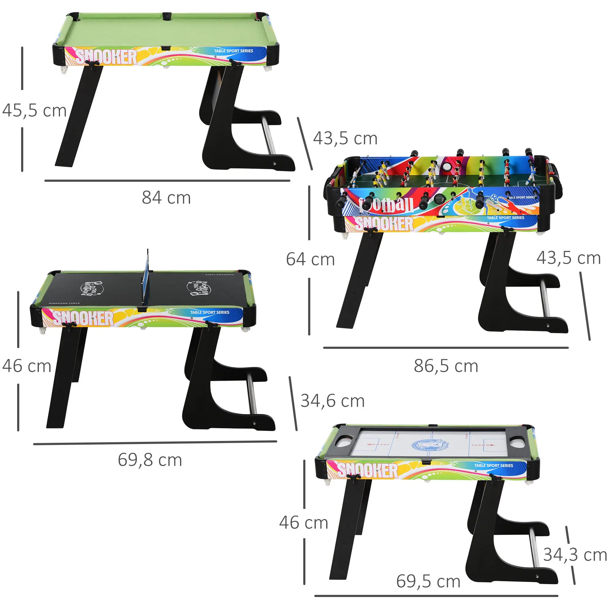 4-in-1 Multi-Game Tafel – Voetbal, Air Hockey, Biljart en Tafeltennis – Gezelschapsspel voor Kinderen en Volwassenen