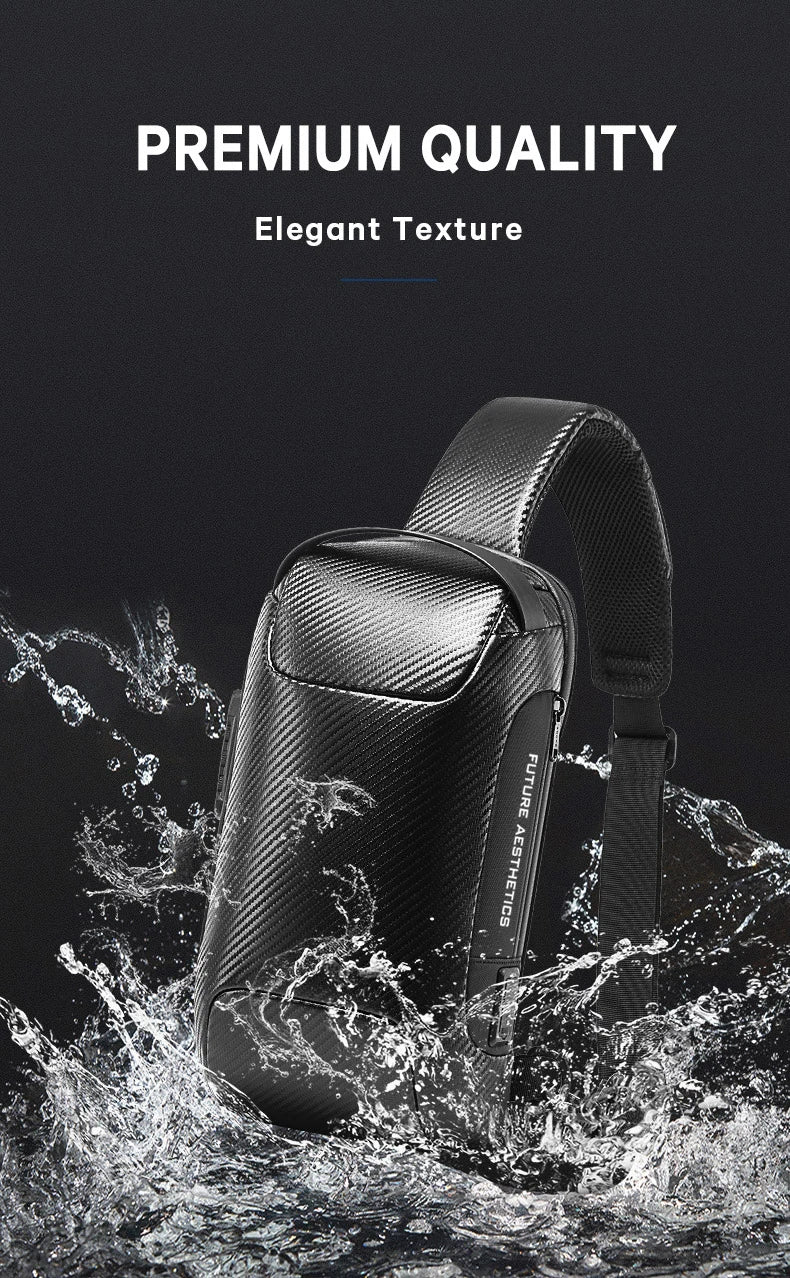 Waterdichte Multifunctionele Heren Crossbody Tas met USB‑Oplaadpoort – Anti‑Diefstal Sling Schoudertas