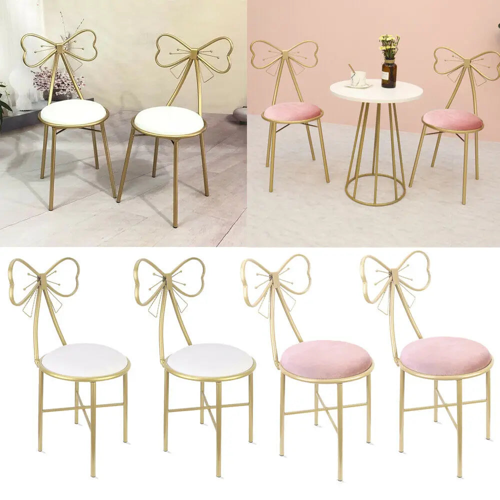 Make-upkruk Set van 2 met Vlinder Rugleuning – Fluwelen Kaptafel Stoel